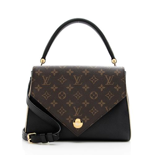 Louis Vuitton Calf Leather Monogram Canvas Double V Satchel