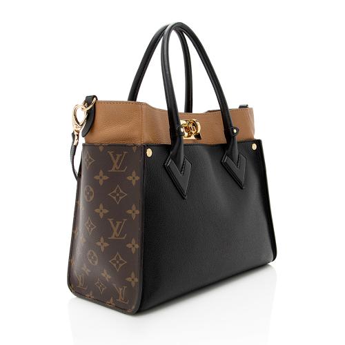 Louis Vuitton On My Side Tote MM Black,Brown Canvas,Leather Monogram