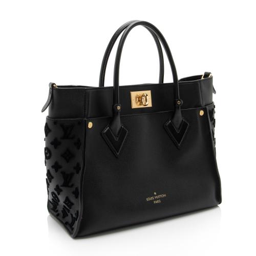 Louis Vuitton Calfskin Tufted Monogram Canvas On My Side MM Tote