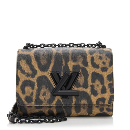Louis Vuitton Coated Canvas Leopard Print Twist MM Shoulder Bag
