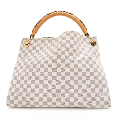 Damier Azur Artsy MM Shoulder bag in Coated canvas, Gold Hardware