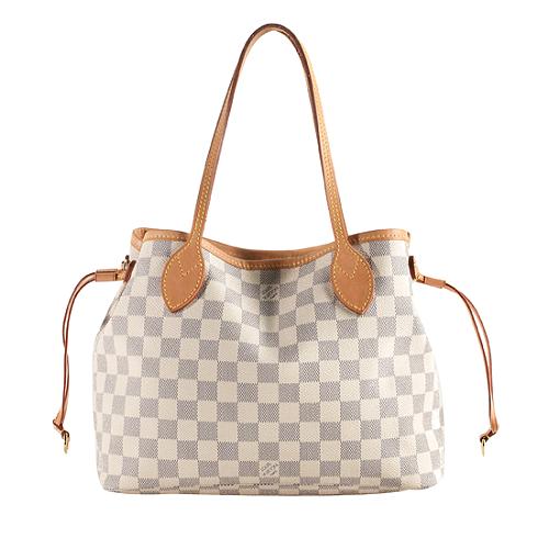 White Louis Vuitton Damier Azur Neverfull PM Tote Bag