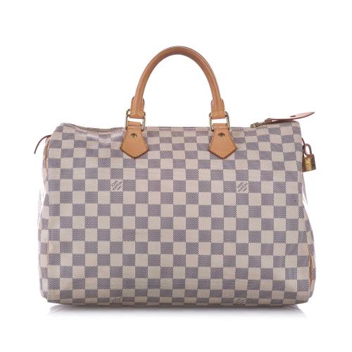 Louis Vuitton Speedy 35 Damier Azur Satchel Bag White