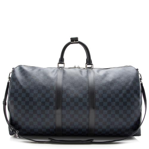 Louis Vuitton Damier Cobalt Keepall Bandouliere 55 Duffle Bag