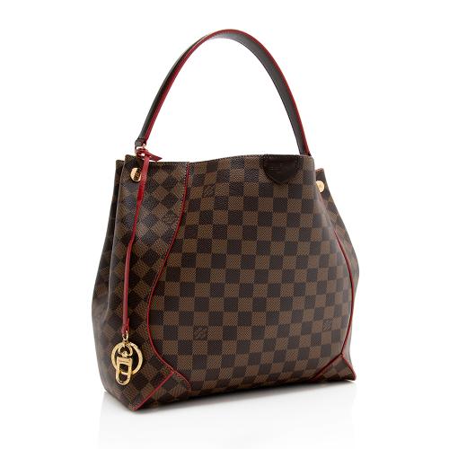 Louis Vuitton Monogram Canvas Caissa Hobo Damier in Brown with red Trim