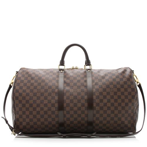Louis Vuitton Damier Ebene Keepall Bandouliere 55 Duffle Bag