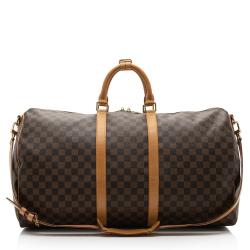 Louis Vuitton Damier Ebene Keepall Bandouliere 55 Duffle Bag