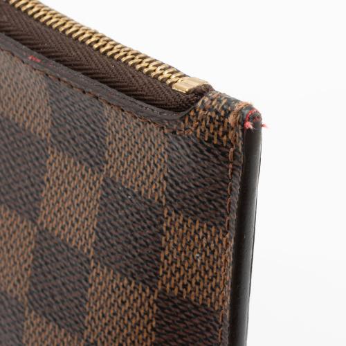 LOUIS VUITTON Neverfull Damier Ebene Pochette Wristlet Pouch Brown