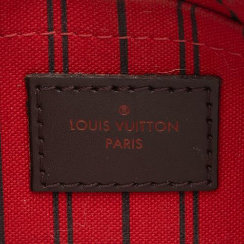 Authentic Louis Vuitton 2017 Neverfull MM Pochette Pouch in Damier Ebene