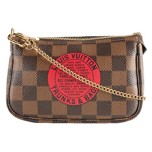 Louis Vuitton Damier Ebene Trunks & Bags Mini Pochette Accessories Handbag