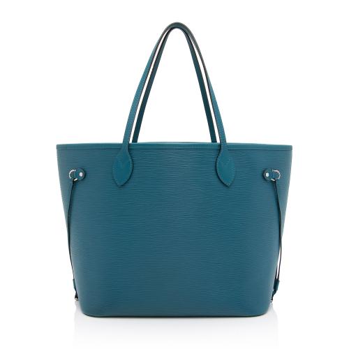 Louis Vuitton 2018 Epi Blue Denim Neverfull MM Tote Bag W/ Insert