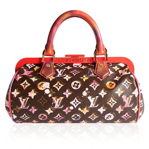  Louis Vuitton Limited Edition Framed Papillon Watercolor Satchel Handbag