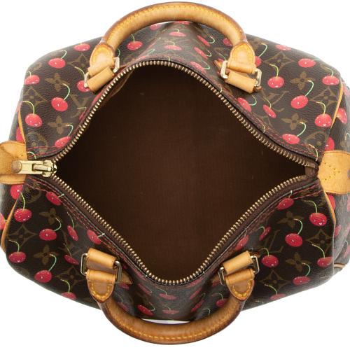 Louis Vuitton Speedy Handbag Limited Edition Monogram Cerises 25 Brown