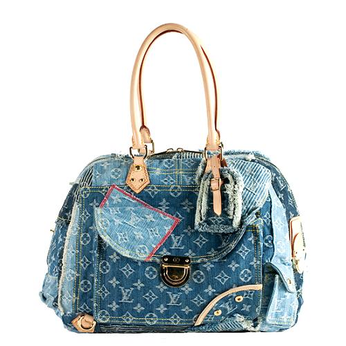 Louis Vuitton Limited Edition Monogram Denim Patchwork Bowly Satchel Handbag, Louis Vuitton Handbags