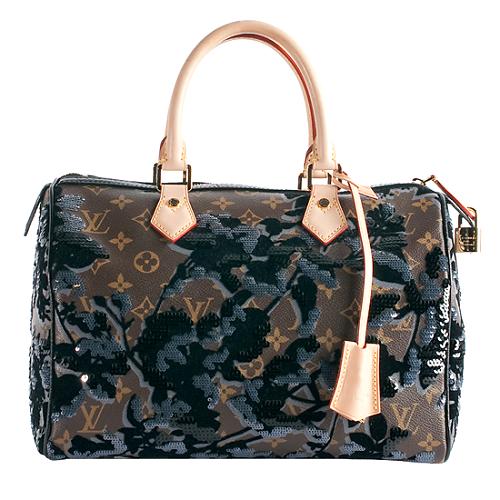 Louis Vuitton Limited Edition Monogram Fleur de Jais Speedy Satchel Handbag