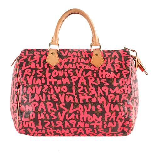 Louis Vuitton Limited Edition Monogram Graffiti Speedy 30 Satchel Handbag