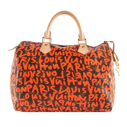 Louis Vuitton Limited Edition Monogram Graffiti Speedy 30 Satchel Handbag