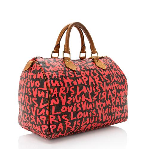 LOUIS VUITTON  BROWN/IVORY GRAFFITI MONOGRAM SPEEDY GRAFFITI 30