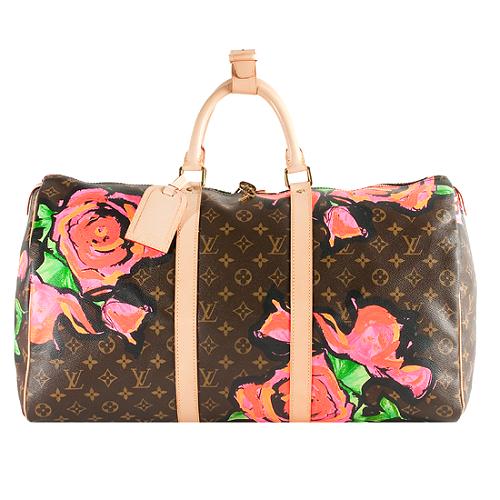Louis Vuitton Limited Edition Monogram Roses Keepall 50 Duffle Bag