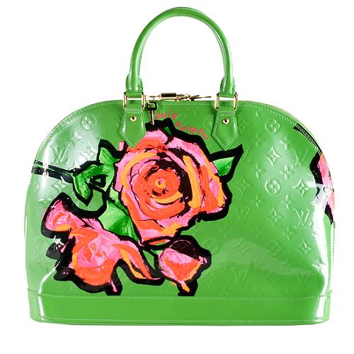 Louis Vuitton Limited Edition Monogram Vernis Roses Alma Satchel Handbag