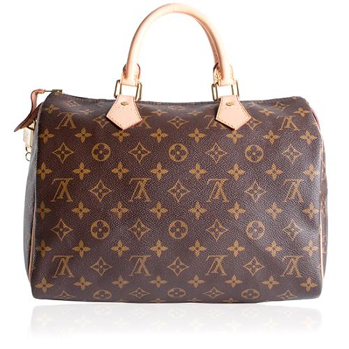 Louis Vuitton Monogram Canvas Speedy 30 Satchel Handbag with Bandouliere Strap