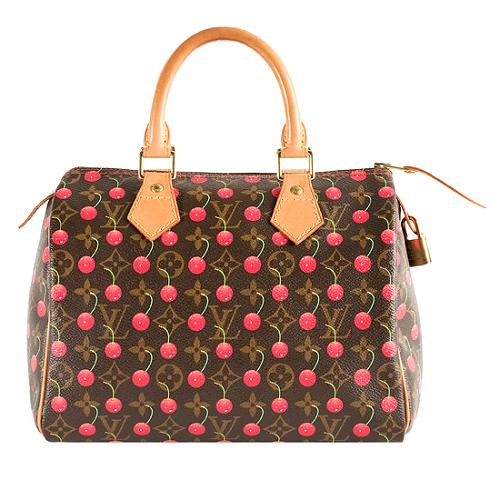 Louis Vuitton Monogram Cerises Speedy 25 Satchel Handbag