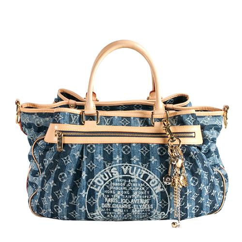 Louis Vuitton Monogram Denim Cruise Cabas Raye GM Satchel Handbag