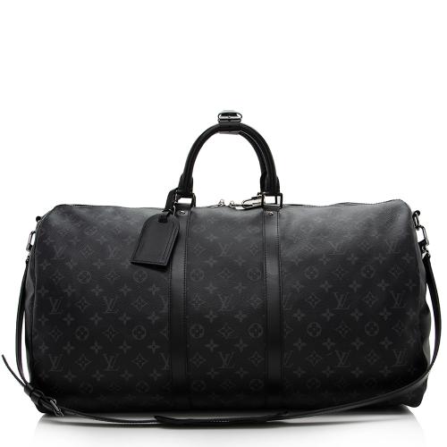 Louis Vuitton Monogram Eclipse Keepall 55 Bandouliere Duffle Bag