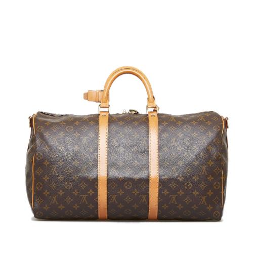 Louis Vuitton Bag Women Keepall Bandouliere 50 Monogram Print Canvas Brown