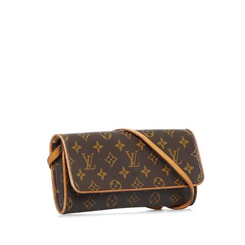 Louis Vuitton Brown, Pattern Print Monogram Pochette Twin PM w/ Strap