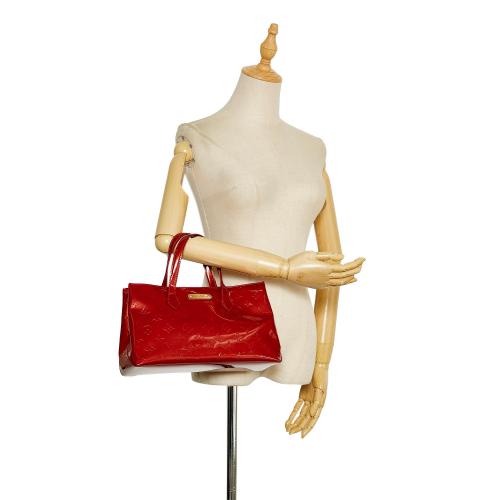 Red Louis Vuitton Monogram Vernis Wilshire PM Handbag