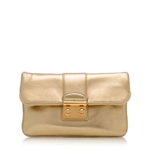 Louis Vuitton Gold Lambskin Leather Sofia Coppola Slim Clutch Bag