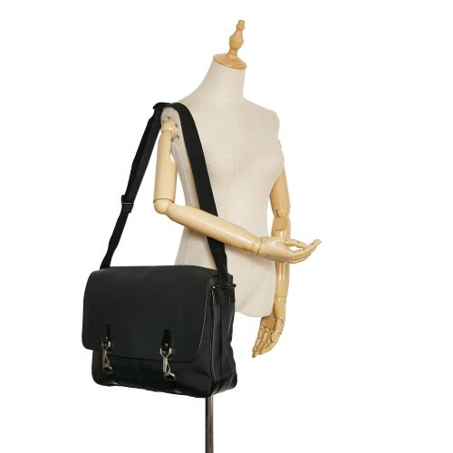Louis Vuitton Taiga Dersou Messenger/Crossbody Bag, Black on Black