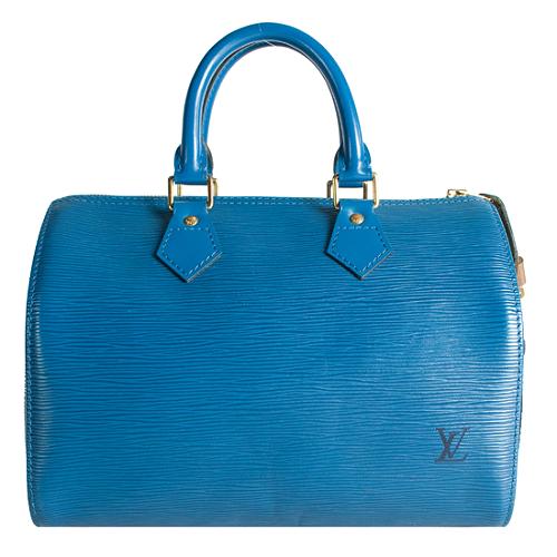 Louis Vuitton Toledo Blue Epi Leather Speedy 25 Satchel Handbag