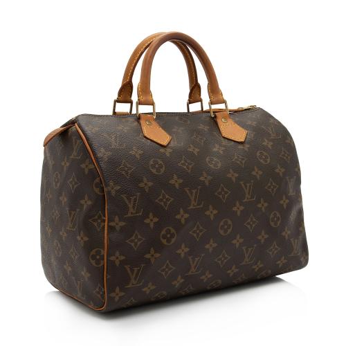 LOUIS VUITTON Speedy 30 Monogram Canvas Satchel Bag Brown