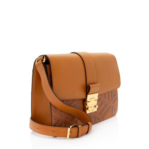 MCM Embossed Leather Tracy Shoulder Bag