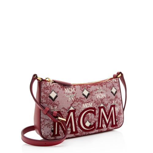 MCM Vintage Monogram Jacquard Aren Mini Shoulder Bag
