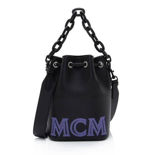 MCM Nappa Leather Aren Chain Mini Bucket Bag