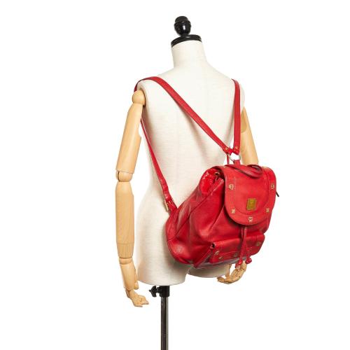 MCM Studded Leather Drawstring Backpack
