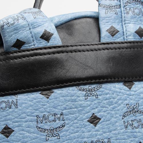 MCM Light Blue Visetos Coated Canvas and Leather Studs Backpack MCM