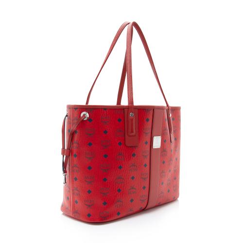 Red mcm cheap tote bag medium