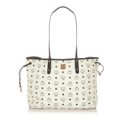 MCM, Bags, Mcm White Visetos Leather Tote Bag