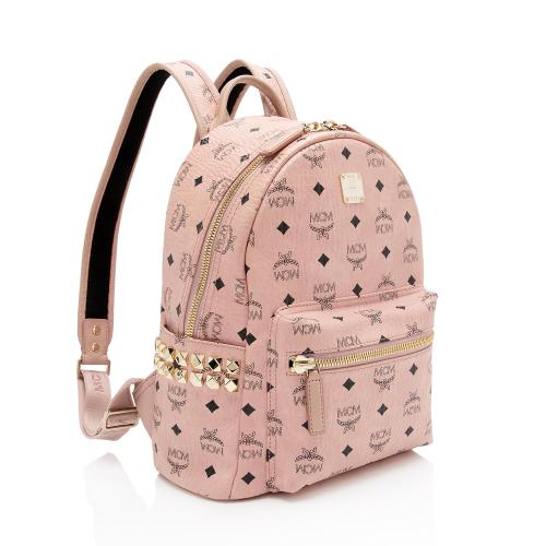 MCM Small Dual Stark Visetos Coated Canvas Backpack Bag Soft Pink