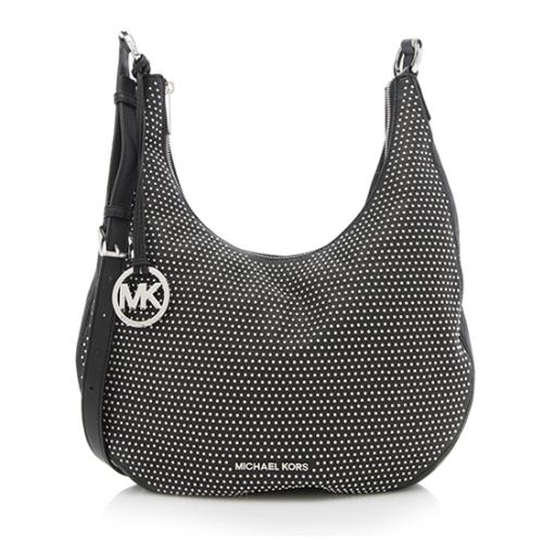 MICHAEL Michael Kors Leather Microstud Rhea Medium Shoulder Bag