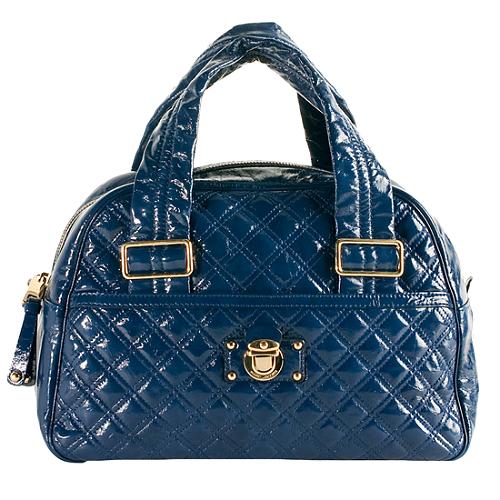 Marc Jacobs Large Quilted Patent 'Ursula' Bowler Satchel Handbag