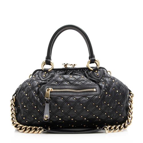 Marc Jacobs Quilted Leather Studded Stam Satchel