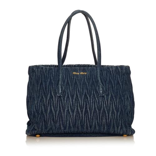 Miu Miu Matelasse Denim Tote Bag