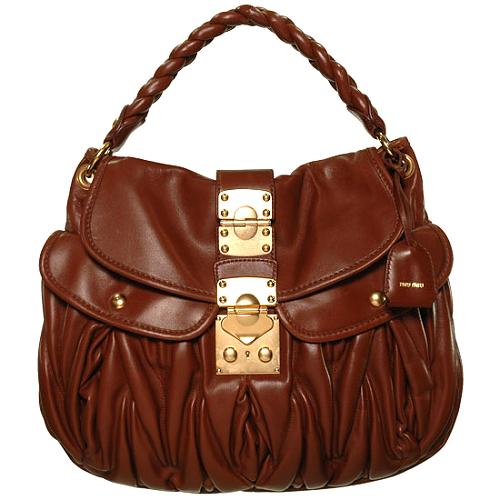 Miu Miu Matelasse Leather Coffer Messenger Handbag