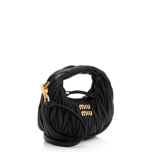 Miu Miu Matelasse Leather Wander Micro Hobo