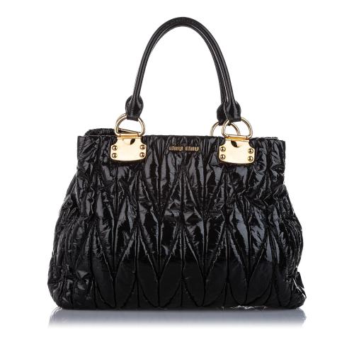 Miu Miu Matelasse Patent Leather Tote Bag